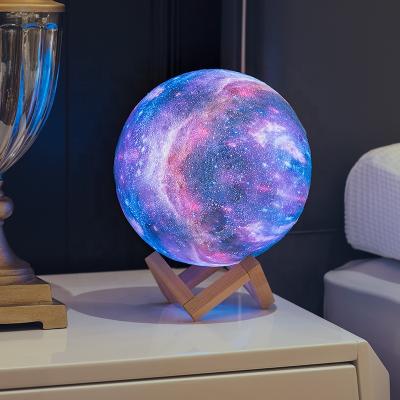 China Litwow Modern Dropshipping 3D Printing Galaxy Night Light Rechargeable Touch Dimmable Controller 16colors Remote Galaxy Moon Lamp for sale