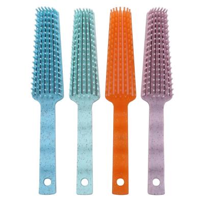 China Biumart Private Label Hair Paddle Comb Hair Styling Magic Eight Handle Custom Plastic Detangler Hairbrush Flexible Detangling Brush for sale