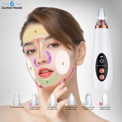 China Electric Biumart LCD 6 Pore Vacuum Blackhead Remover Acne Treatment Suction Heads Acne Facial Pore Remover Acne Vacuum Cleaner for sale