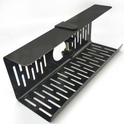 China Metal Parts (OEM) Under Desk Cable Management Metal Tray Wire Cord Organizer Silver Black Tray for sale