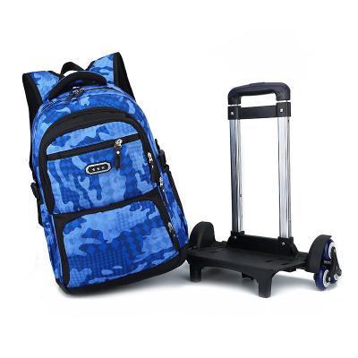 China Waterproof Customizable Six Wheels School Backpack Kids Trolley High Quality School Bags Rolled Bag for sale