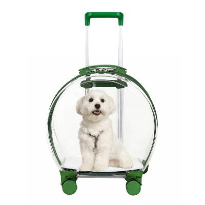 China Sustainable Airline Approved On Wheels Stroller Cart Pet Carrier Backpack Fully Transparent Bubble Cat Bag For Travel for sale