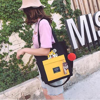 China Fashion Handled Ladies Shoulder Handle Canvas Shopping Bag Custom Logo Color and Possible Design Women Large Capacity Shopping Bag for sale