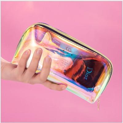 China Custom Fashion PVC Pouch Holographic Cosmetic Bag Printing Makeup Bag And Cases Make Up Bags With Personal Logo for sale