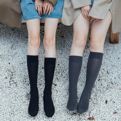 China Popular custom fashion high quality knitted nylon women long slouch high knee socks for sale