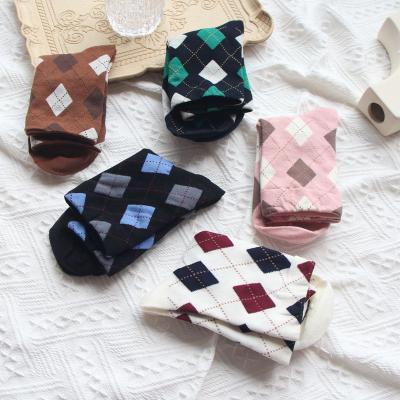 China Sporty Free Samples Accept OEM&ODM Custom Ladies Basic Argyle Socks for sale