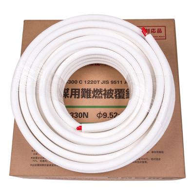 China Air Condition Or Refrigerator 1/4 Twin 1/2 Copper Hose Coils With White PE Insulation Pre Insulated Copper Tube Pipe For AC And Tubing for sale