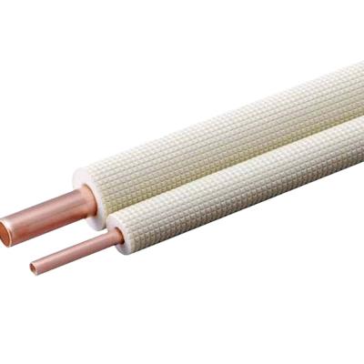 China High Quality 3/8 Inch Refrigerator 1/4 Inch Air Condition Or Twin Insulated Pipe Copper Coils With White PE Insulation for sale