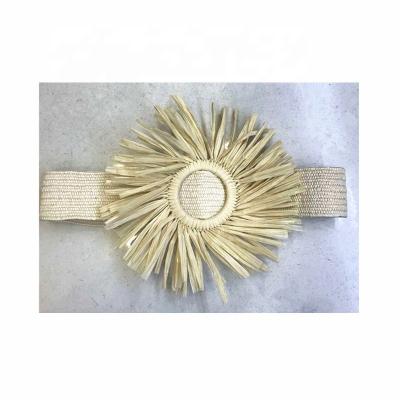 China For Sandals Customized Color PP Raffia Decoration Straw Buckle Belt Accessories Sandals for sale