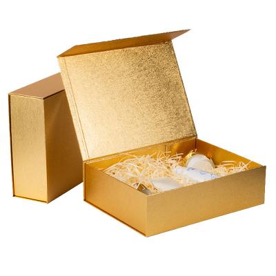 China Factory Handmade Stain High Grade Exquisite Shiny Gold Cosmetics Box Silk Scarf Gift Packing Box for sale