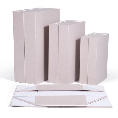 China Handmade Original Design Factory Supply Folding Texture Packaging Boxes High Quality Greyish Grayish Canvas Gift Box for sale