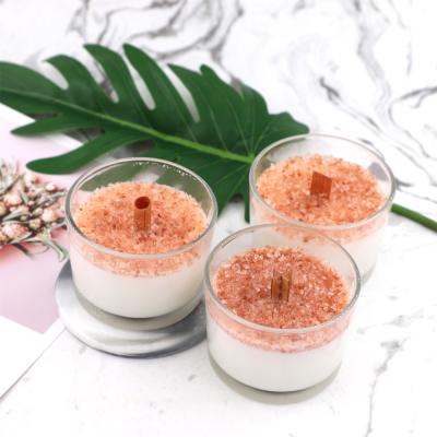 China OEM Romantic Natural Custom Decorations Luxury High Quality Natural Organic Coconut Beeswax Salt Crystal Scented Candles for sale