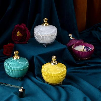 China Romantic Natural Decorations Packaging & Crystal Stone Aromatherapy Soy Wax Scented Candle Indoor Decoration Customized Romantic Fragrance Glass Container Wholesale Delivery for sale