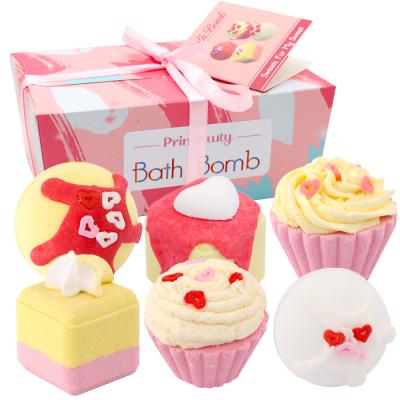 China 6pcs Hot Selling Private Label Organic Handmade Kids Vegan Colorful Bath Boxes Packaging Cupcake Bath Bomb Gift Set for sale