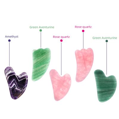 China Heart Shaped Jade Face Body Board Scraping Pink Rose Rose Natural Quartz Skin Renewal Gua Sha For Traditional Scraper Tool for sale