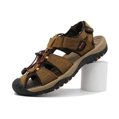 China New Design Men Summer Beach Shoes Lightweight Anti Slip Leisure Brown Rubber Sandals for sale