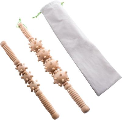 China Hot Selling Body Therapy Wood Massage Tools Hand Held Wooden Massage Roller for sale