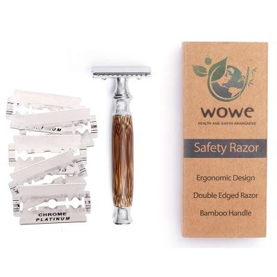 China Quality Guaranteed Triple Blade Shaving Bamboo Wood Handle Bamboo Safety Razor for sale