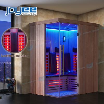 China Computer Control Panel JOYEE Bathroom Corner Fiberglass Door Relax Spa Traditonal Seat Sauna Mini Leather Portable Bath Home Wooden Room for sale