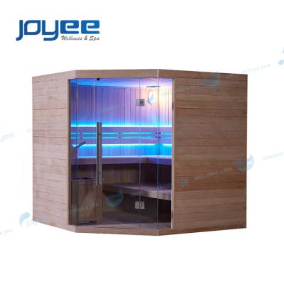 China 2 4 Person Sauna Solid Wood Stove Luxury Portable Sauna Room JOYEE Computer Control Panel Family Traditional Indoor Wood Bath Health Corner for sale