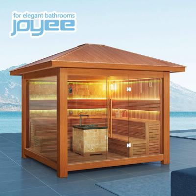 China JOYEE Computer Control Panel Customized Traditional Rectangular Infrared Sauna House Large Red Cedar Garden Villa Resort Wooden Sauna Outdoor Cedar Sauna Home for sale