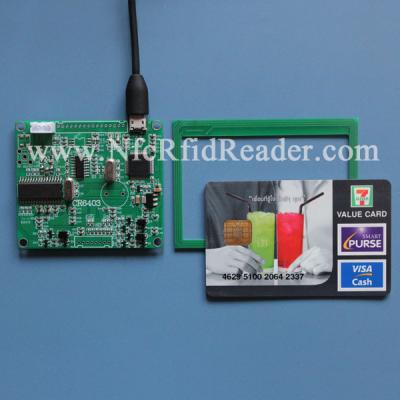 China ISO14443 / ISO15693 USB RFID Reader With Two SAM Solts CR6403 for sale