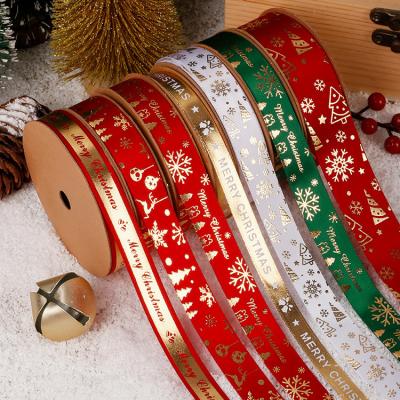 China LaRibbons Sustainable Wholesale Christmas Printed Satin Ribbons For Gift Wrapping for sale