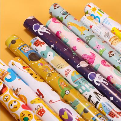 China High Quality Recycled Materials Kids Gift Cartoon Gift Wrapping Paper For Birthday Holiday Wedding Gift Wrap for sale