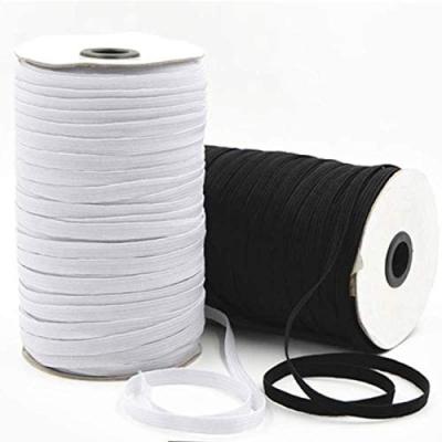 China 3mm 5mm 6mm 9mm Band Rope Earloop Rope Sustainable Running Flat Sewing Stretch 12mm White Black White Knit Braided Elastic Rope Twine for sale