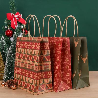 China Recyclable Wholesale Shopping Bag Gift Kraft Paper Bag Christmas Bags for sale