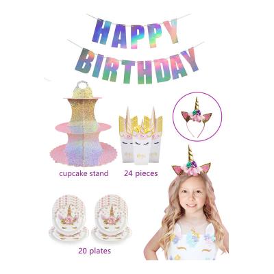 China Gift Packaging Unicorn Theme Birthday Party Favors and Unicorn Party Supplies For Birthday Cake Decorations for sale