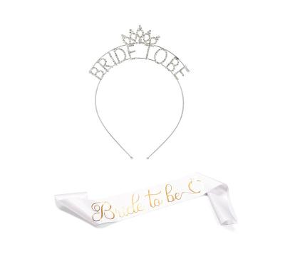 China Gift Packaging New Design Bachelor Party Bridal Tiara And Bride To Be Sash for sale