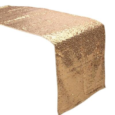 China Home Luxury Glitter Light Gold Sequin Table Runner For Wedding for sale