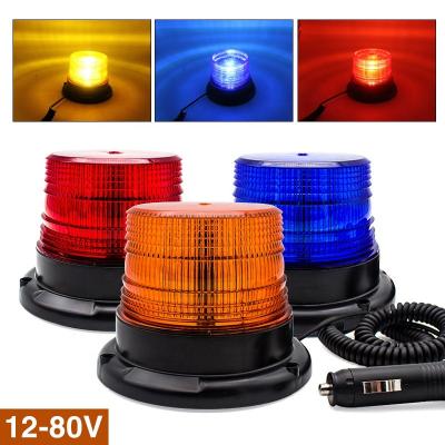 China LED+ABS 12V-80V Amber Red LED Lamp Flashing Warning Trucks Beacon Lights Magnetic Low Traffic Warning Light for sale