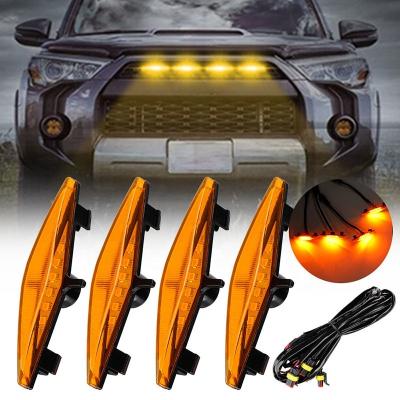 China Diamond Grid Light LED Car Grill Light 4x4 Car Grill Light LED Panel Off-Road Front Grill Warning Lamp Hood Grille Light for sale