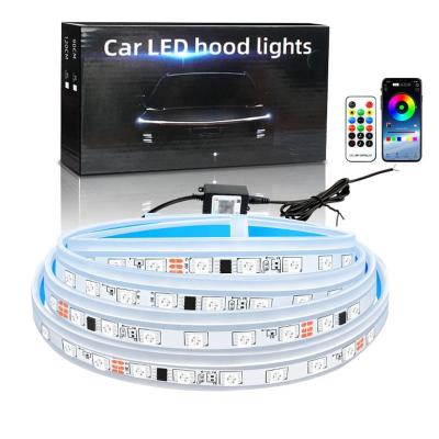 China Flexible Daytime Car Remote Control Hood Led Strip Light Hood Light APP RGB Atmosphere LED Operation Light Guide for sale