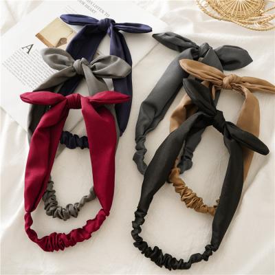 China Soft Elastic Bow Headband Dressing Accessories Women Knotted Solid Color Popular Hair Accessories for sale