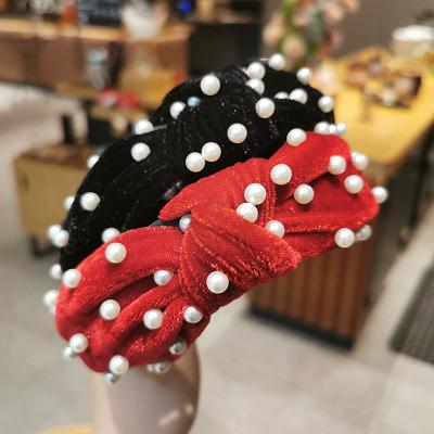 China Fashion popular wholesale knot beaded elastic headband accessories bead headband for women for sale