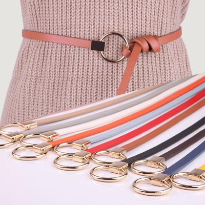 China Fashion.Casual.Business Real Fashion Round Buckle Leather Belt Multi Color Women Sweater Stretch Belt for sale