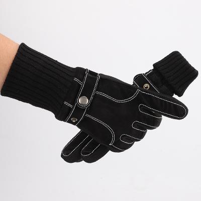 China Comfortable Men's Winter Ski Gloves Outdoor Cycling Leather Warm Thickened Gloves for sale