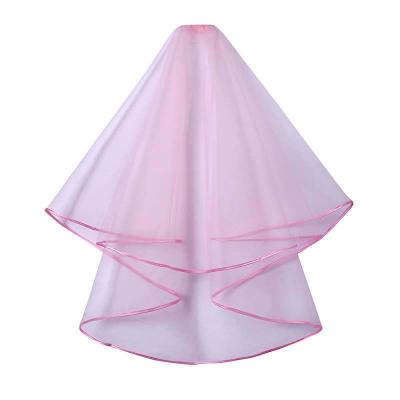 China Fashion Double-Layer Wedding Veil Retro Simple Luxury Short Hair Comb Fixed Bridal Veil for sale