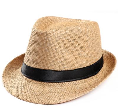 China Exquisite Striped Sun Hat Panama Straw Beach Summer Solid Color Fashion Wide Sun Hat Unisex for sale