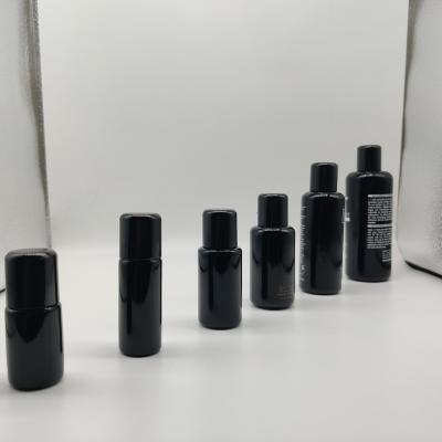 China 5-100ml Luxury High End Cosmetic Black Jade Glass Roll On Bottle For Serum Essential Oil Lotion With Plastic Lip for sale