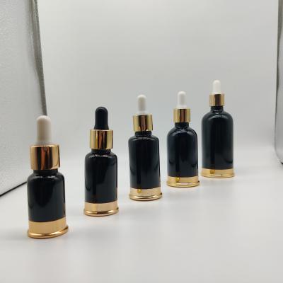 China 10-100ml Black Luxury High End Cosmetic Matte Jade Glass Bottle For Serum Essential Oil Lotion withPlastic Pump for sale