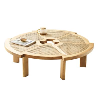 China 2021 New Japanese style simple coffee table for receiving guests tea table rattan home solid wood coffee table for sale