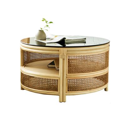 China European and American Indonesian rattan coffee table coffee table Japanese style balcony outdoor coffee table for sale