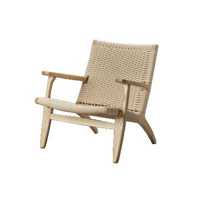 China Japanese Style Comfortable Natural Rattan Woven Leisure Extended Solid Wood Single Chair for sale