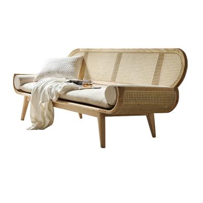 China Simple And Modern Solid Wood Rattan Woven Sofa Bed Sofa Chair Bench for sale