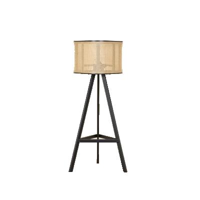 China Japanese Style Rattan Floor Lamp Bedroom Simple Solid Wood Weaving Living Room for sale