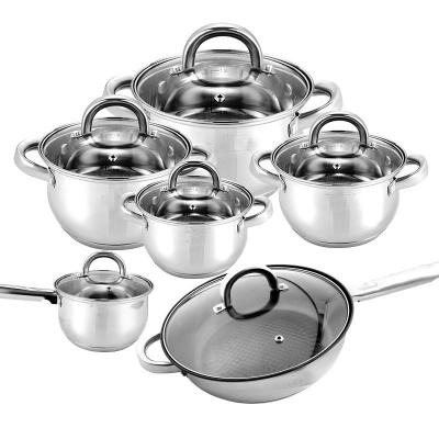 China Customization Viable Wholesale Kitchenware Cooking Pots And Pans Set 304 Stainless Steel Non Stick Cookware Set With Kitchen Tool for sale